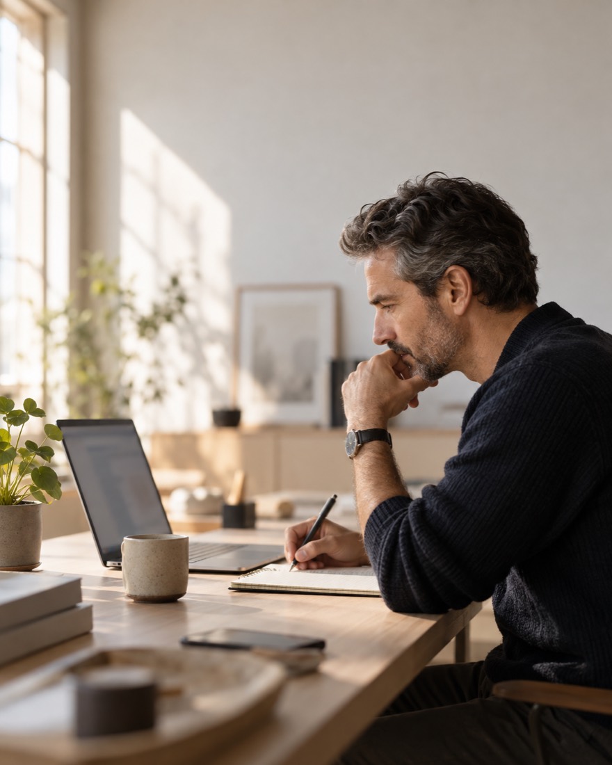 A security specialist concentrating on a test in progress